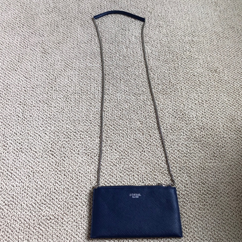 Sorial Navy Chained Clutch with Silver Chain - Picture 5 of 5